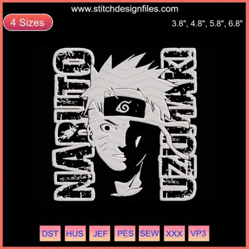Uzumaki Naruto face embroidery, machine embroidery design, Naruto embroidery file, anime stitch pattern, digital download