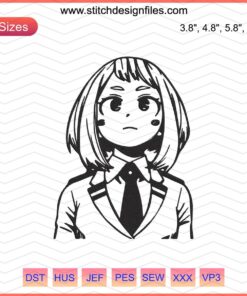 Ochako Uraraka Embroidery Design File, My Hero Academia, Machine Embroidery Pattern, Anime Character DIY Crafts
