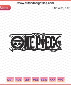 Black One Piece Logo Embroidery Design File, High-Quality One Piece Machine Embroidery Pattern Download