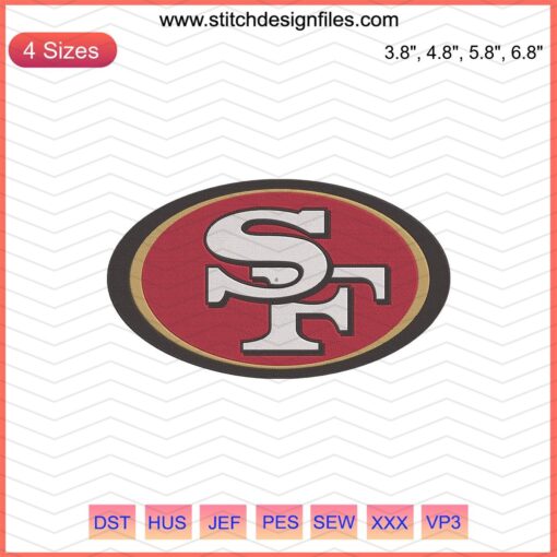 San Francisco 49ers Machine Embroidery Designs, SF Logo Embroidery File, Perfect for Clothing Customization.