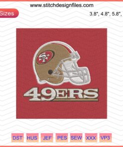 San Francisco 49ers helmet embroidery design file with team flag, NFL machine embroidery pattern, Helmet 49Ers Flag Design.