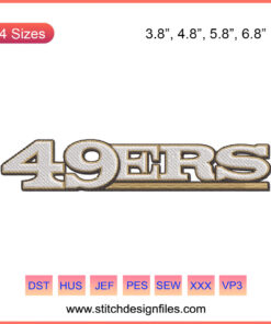 San Francisco 49ers Logo Embroidery Design File, 49Ers Letter, Machine Embroidery Pattern, NFL Team Embroidery Design.
