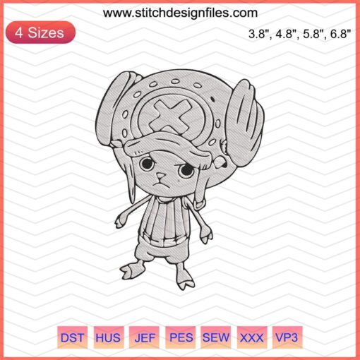 Tony Tony Chopper Embroidery Design, One Piece Embroidery Machine File, Cute Anime Stitches, DIY Sewing Craft Pattern