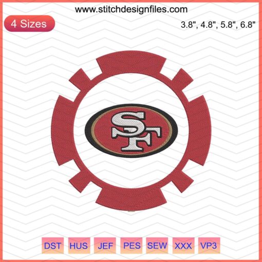 San Francisco 49ers Logo Embroidery File, SF 49Ers Gear Design for Machine Embroidery, NFL Team Digital Embroidery Pattern