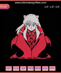 "InuYasha embroidery file: detailed machine embroidery designs featuring InuYasha character motifs for creative projects."