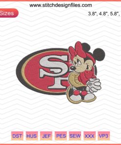 "SF Logo Minnie Mouse Embroidery Design, San Francisco 49ers Machine Embroidery File"