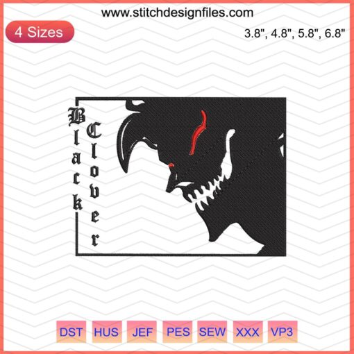 Asta Liebe Embroidery Designs File: Black Clover-themed machine embroidery with intricate hero motifs, ideal for DIY projects.