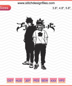 Asta and Yuno Embroidery Designs, Black Clover Machine Files, Cool Anime Stitch Patterns, Embroidery Art Decor
