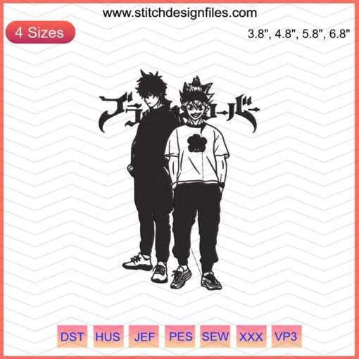 Asta and Yuno Embroidery Designs, Black Clover Machine Files, Cool Anime Stitch Patterns, Embroidery Art Decor