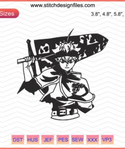 Asta Cool Boy Embroidery Design, Black Clover Machine Pattern, Anime Character, Digital Embroidery File, Embroidery Art