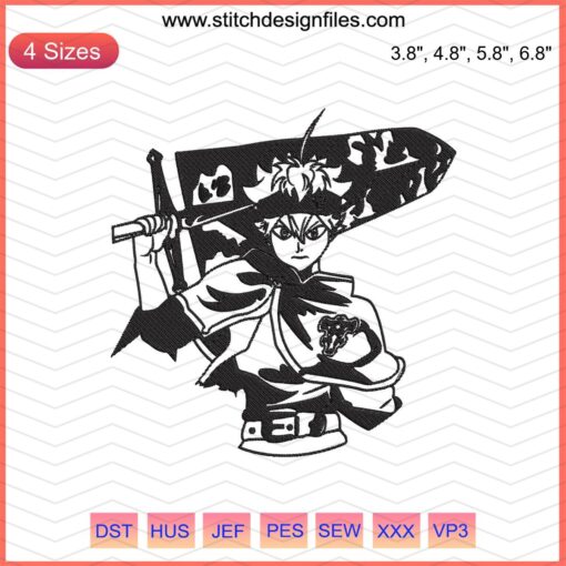 Asta Cool Boy Embroidery Design, Black Clover Machine Pattern, Anime Character, Digital Embroidery File, Embroidery Art