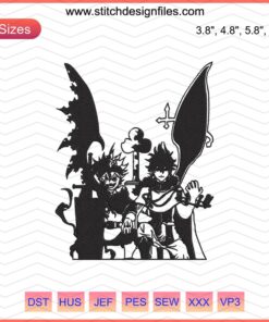 Asta and Yuno Embroidery Designs File, Black Clover Machine Embroidery Patterns, Anime Stitching Art, Digital Download