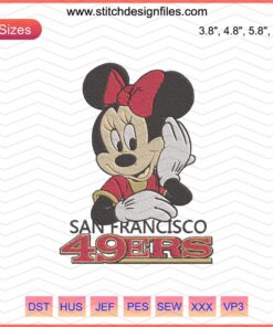 Minnie Mouse San Francisco 49ers Embroidery Designs File, NFL Machine Embroidery Patterns, Disney Sports Digital Download