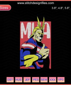 All Might Super Like Embroidery File, My Hero Academia Machine Embroidery Designs, Heroic Icon with Stars, Anime Sewing Pattern
