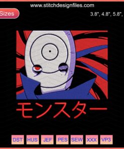Obito Uchiha White Mask Embroidery, Naruto Machine Design - Downloadable Embroidery File