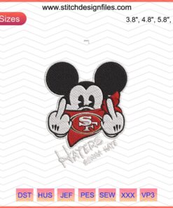 Mickey Mouse San Francisco 49ers Embroidery Design File: NFL embroidery, machine embroidery design, sports-themed embroidery.