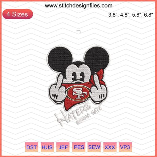 Mickey Mouse San Francisco 49ers Embroidery Design File: NFL embroidery, machine embroidery design, sports-themed embroidery.