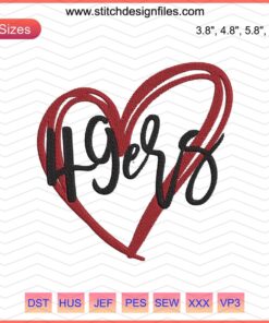 "49Ers in My Heart Embroidery Design, San Francisco 49ers Machine Embroidery File, NFL Team Logo, Sports Embroidery Pattern"