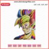 Goku embroidery design file, vibrant Dragon Ball machine embroidery pattern, colorful anime art for DIY projects.