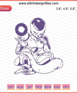 Freezer Attack Dragon Ball Embroidery Machine Design, Intricate Anime Character Stitch, Digital Download for Crafting