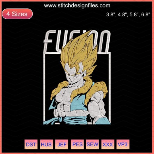 Gogeta Dragon Ball Machine Embroidery Designs File featuring intricate embroidery patterns for sewing enthusiasts.