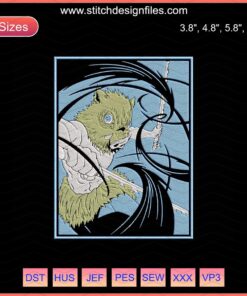 Hashibira Inosuke Demon Slayer Embroidery Designs, Kimetsu No Yaiba Embroidery File, Machine Stitching Pattern