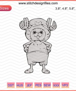 Tony Tony Chopper Body Embroidery Design File, One Piece Themed Machine Embroidery Pattern, Anime Embroidery Design