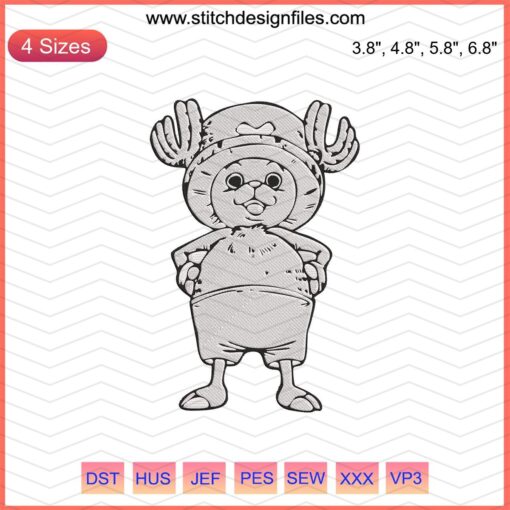 Tony Tony Chopper Body Embroidery Design File, One Piece Themed Machine Embroidery Pattern, Anime Embroidery Design