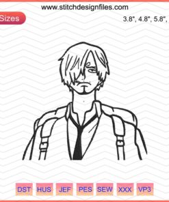 Vinsmoke Sanji Embroidery File: One Piece Design, High-Quality Machine Embroidery, Anime Character Pattern