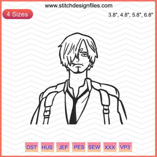 Vinsmoke Sanji Embroidery File: One Piece Design, High-Quality Machine Embroidery, Anime Character Pattern