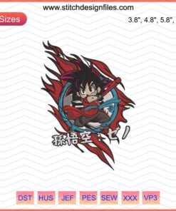 Xeno Goku Kid Embroidery Design, Dragon Ball Embroidery File, Anime Stitch Pattern, Machine Sewing Art.