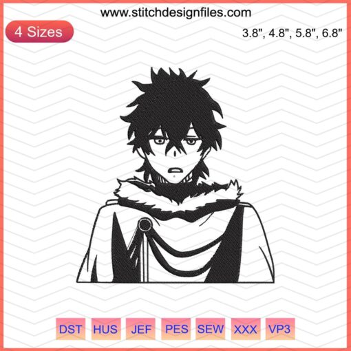 Yuno Cool Boy Embroidery File, Black Clover Machine Designs, Unique Anime Stitch Patterns, Digital Embroidery Art