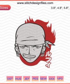 Zoro Head Embroidery File, One Piece Embroidery Design, Anime Character Stitch Pattern, Machine Embroidery, DIY Craft