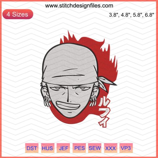 Zoro Head Embroidery File, One Piece Embroidery Design, Anime Character Stitch Pattern, Machine Embroidery, DIY Craft