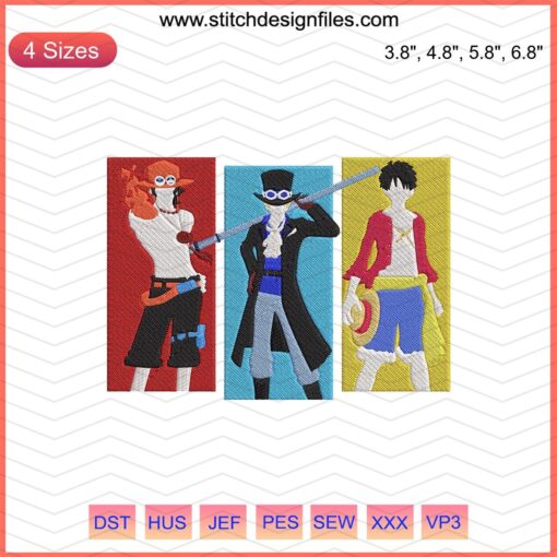 ASL Pirates Embroidery Design: One Piece, vivid machine embroidery, playful pirate theme, digital download file.