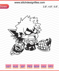 Bakugo Angry Boom Embroidery Design, My Hero Academia Machine Embroidery Files