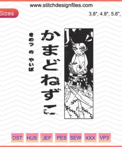 Nezuko Demon Embroidery File, Kimetsu No Yaiba Machine Design, Anime Stitch Pattern for Custom DIY Sewing Projects.