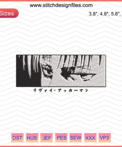 Levi Ackerman Eyes Embroidery, Attack On Titan, Digital Design File for Machine Embroidery, Anime Crafts.