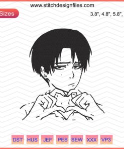 Levi Ackerman Love Embroidery Design File, Attack On Titan Machine Embroidery, Anime Craft Pattern Download