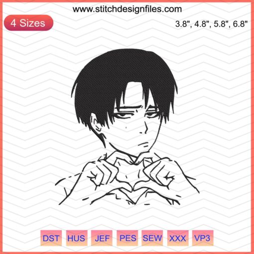 Levi Ackerman Love Embroidery Design File, Attack On Titan Machine Embroidery, Anime Craft Pattern Download