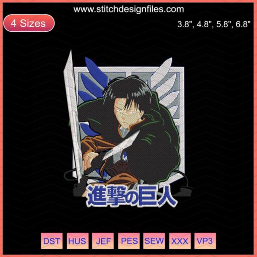 Levi Ackerman Attack Embroidery Design File, Attack On Titan Embroidery Pattern for Machine Embroidery Fans