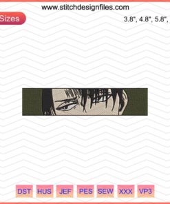 Levi Ackerman Embroidery Design, Attack On Titan, Cool Boy Embroidery File, Machine Embroidery Design, Anime Pattern.