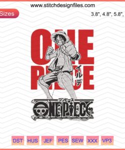 One Piece Monkey D Luffy Attack Embroidery Design, Machine Embroidery File, Anime Embroidery, DIY Crafting Pattern