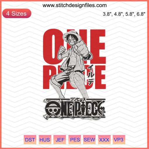 One Piece Monkey D Luffy Attack Embroidery Design, Machine Embroidery File, Anime Embroidery, DIY Crafting Pattern