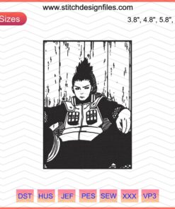 Nara Shikamaru Embroidery Design File, Naruto Character Machine Embroidery, Anime-Themed Design for Embroidery Machine Users.