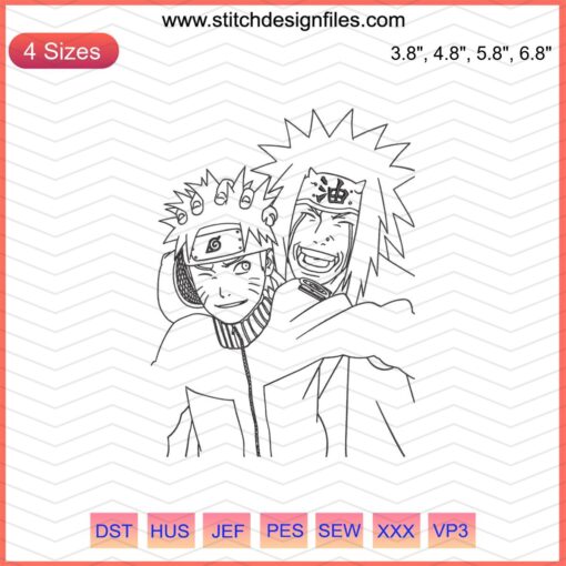 Naruto and Jiraiya Embroidery Designs File, Naruto Machine Embroidery Patterns, Anime Stitch Templates, High-Quality Digital Art