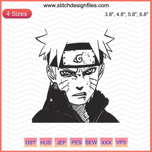Naruto Angry Embroidery Design File - Machine Embroidery, Anime Character, DIY Craft, Instant Download, Sewing Pattern