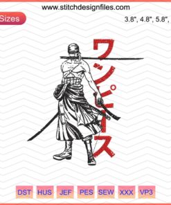 Roronoa Zoro Attack Skill Embroidery Design File featuring Naruto Machine Embroidery Designs, perfect for anime craft projects.