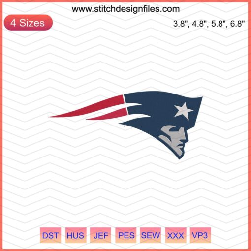 New England Patriots Logo Embroidery Designs File, Machine Embroidery Patterns, NFL Patriots Embroidery Design.