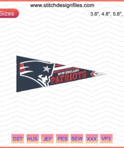 New England Patriots Triangle Flag Embroidery Design File - Machine Embroidery Patterns, NFL Team Logo, Stitch Design Download